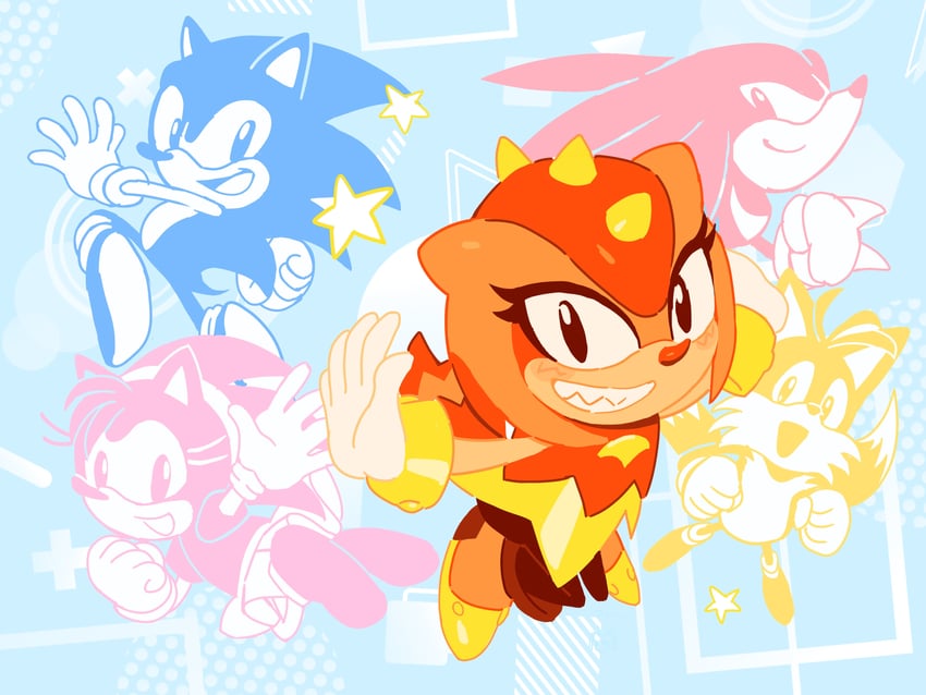 sonic the hedgehog, amy rose, tails, knuckles the echidna, classic sonic, and 4 more (sonic and 2 more) drawn by tokiwa757