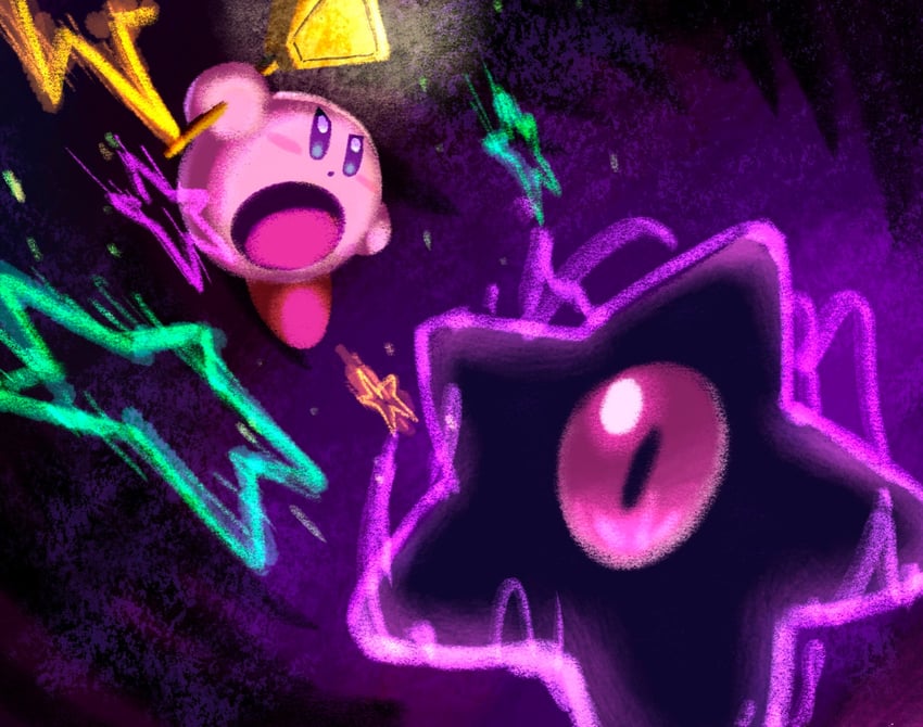 kirby and dark nebula (kirby and 1 more) drawn by aruco_co