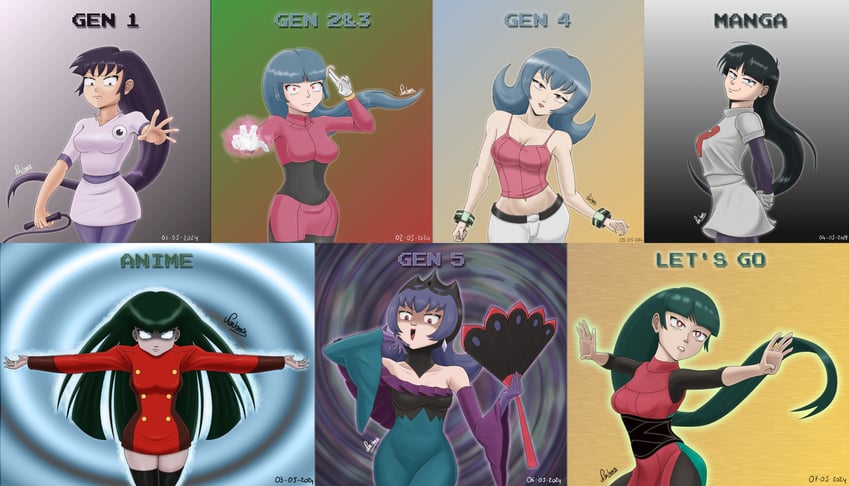 sabrina and bellelba (pokemon and 6 more) drawn by nartance