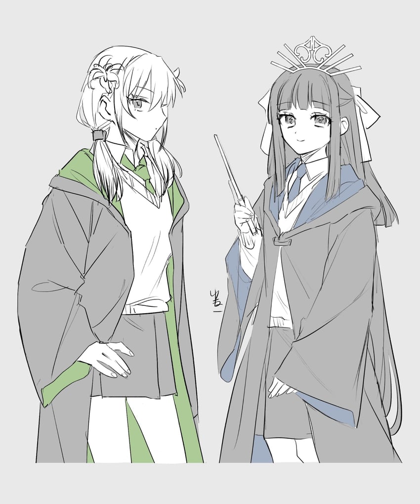 shizuku and sasaki mima (wizarding world and 1 more) drawn by kuromiya_yuneko