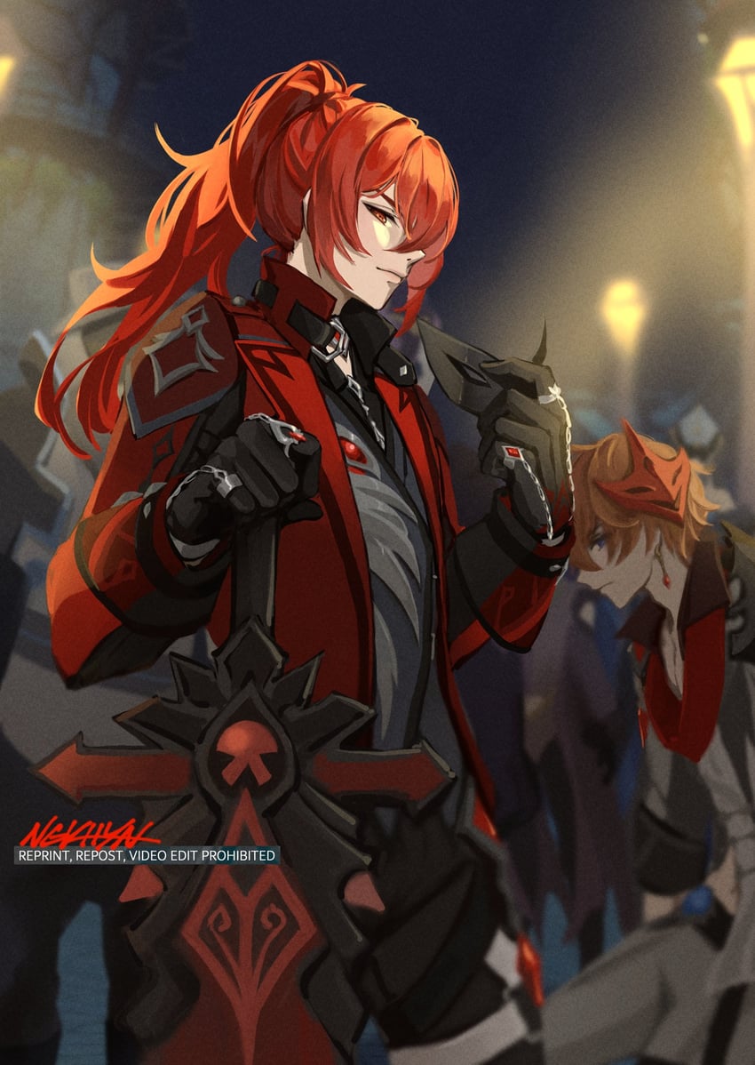 tartaglia and diluc (genshin impact) drawn by ngkhyn
