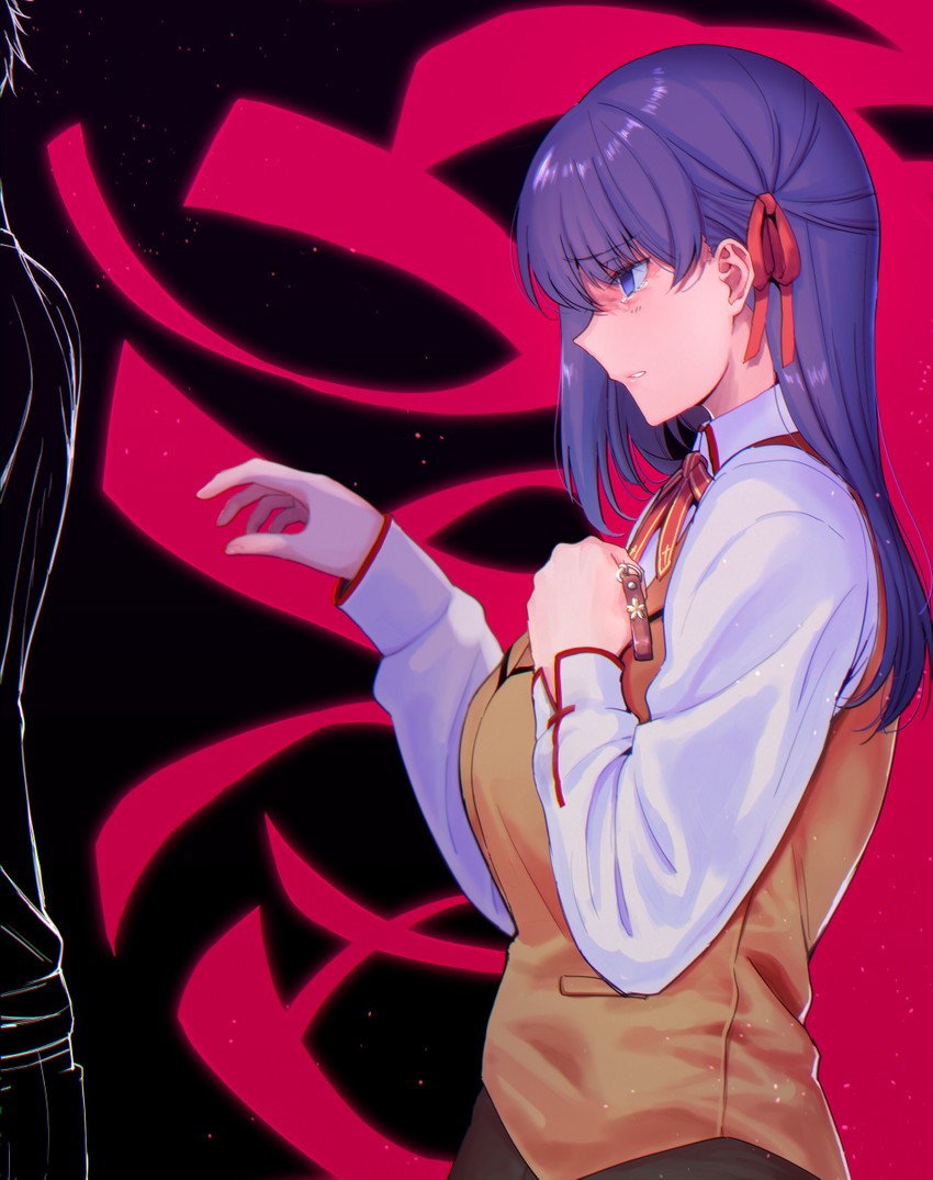 emiya shirou, matou sakura, and grail beast (fate and 2 more) drawn by amano_don