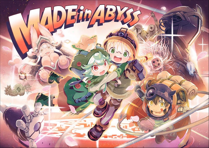 nanachi, reg, riko, bondrewd, prushka, and 4 more (made in abyss) drawn by hosoi_mieko