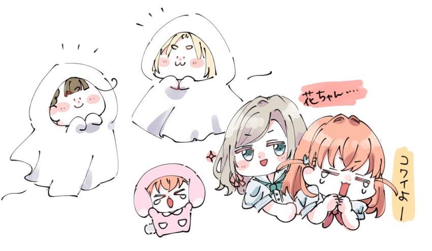 hinoshita kaho, osawa rurino, kachimachi kosuzu, and ceras yanagida lilienfeld (love live! and 1 more) drawn by moso_(expect66)