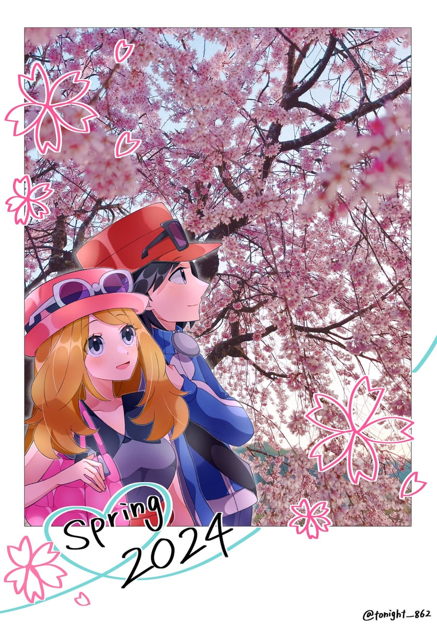 serena and calem (pokemon and 1 more) drawn by rain_(tonight_862)