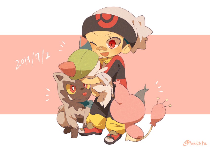 brendan, ralts, skitty, and poochyena (pokemon and 1 more) drawn by tokuura