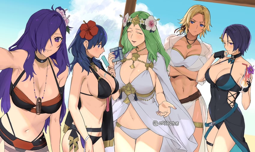 female byleth, rhea, female shez, shamir nevrand, and catherine (fire emblem and 3 more) drawn by ushiomi