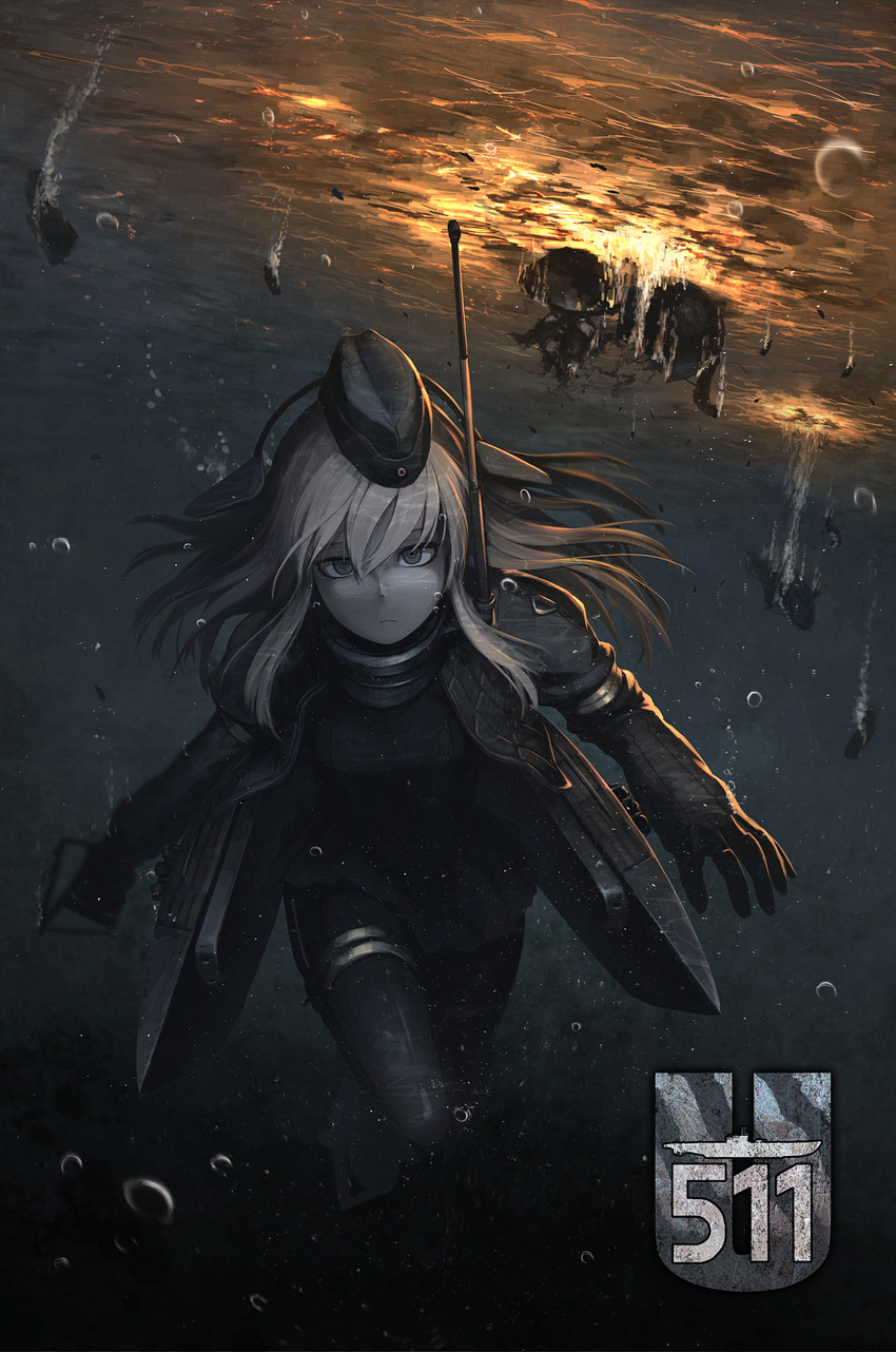 u-511 (kantai collection and 1 more) drawn by hetza_(hellshock)