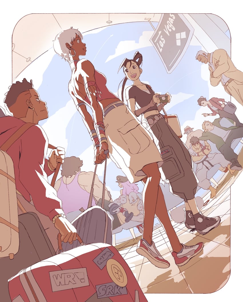 chun-li, ryu, ken masters, ibuki, poison, and 6 more (street fighter and 2 more) drawn by wynton_redmond