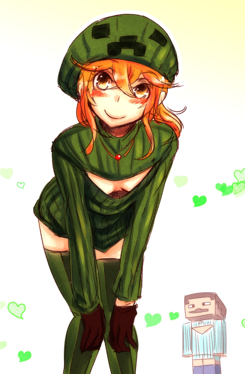 creeper, steve, and cupa (minecraft and 1 more) drawn by at2.