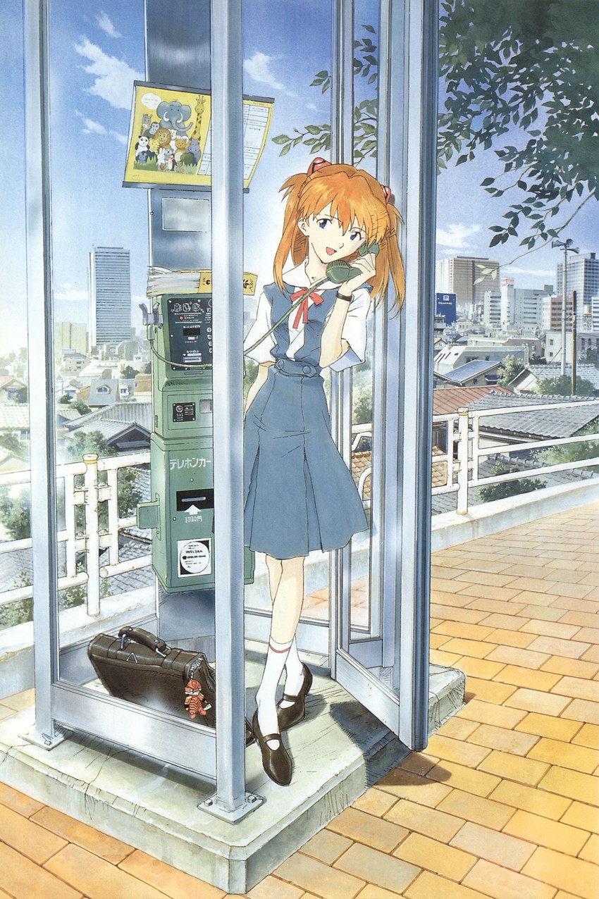 souryuu asuka langley and eva 02 (neon genesis evangelion) drawn by honda_takeshi