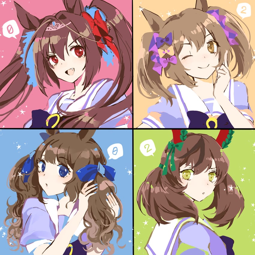 daiwa scarlet, nice nature, smart falcon, and tosen jordan (umamusume) drawn by mimi_(usausamm5)