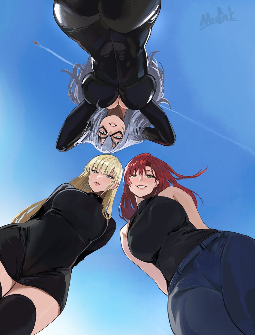 gwen stacy, black cat, felicia hardy, and mary jane watson (marvel and 1 more) drawn by mugi_(mugit49)