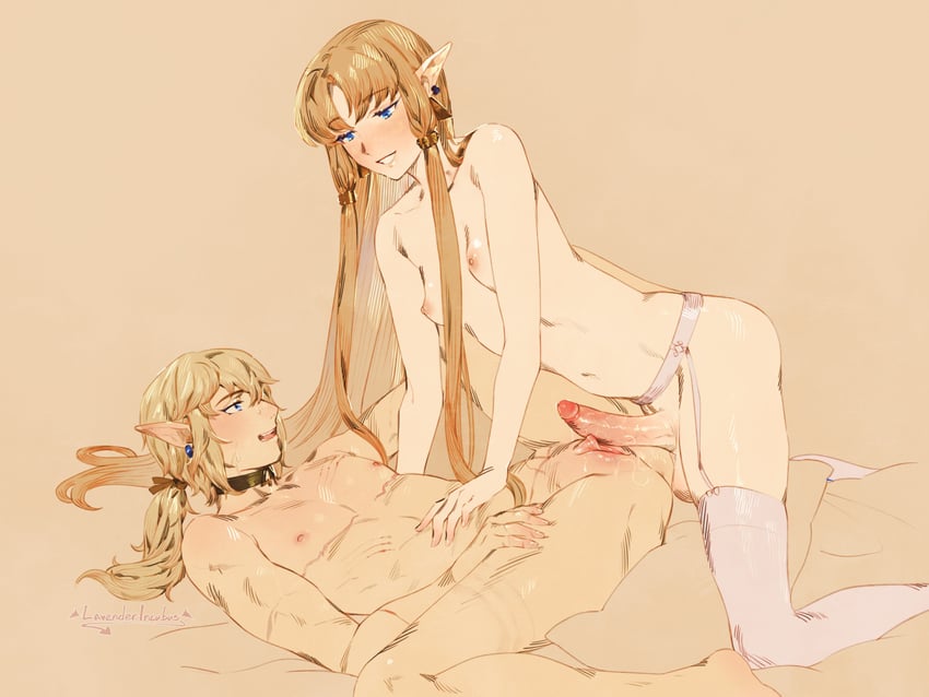 link and princess zelda (the legend of zelda) drawn by roarke_(lavenderincubus)