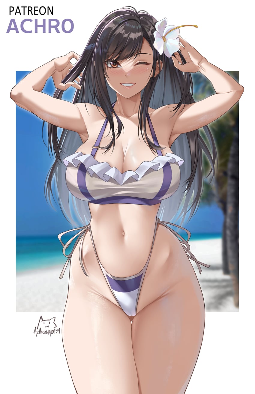 tifa lockhart (final fantasy and 3 more) drawn by achromaru