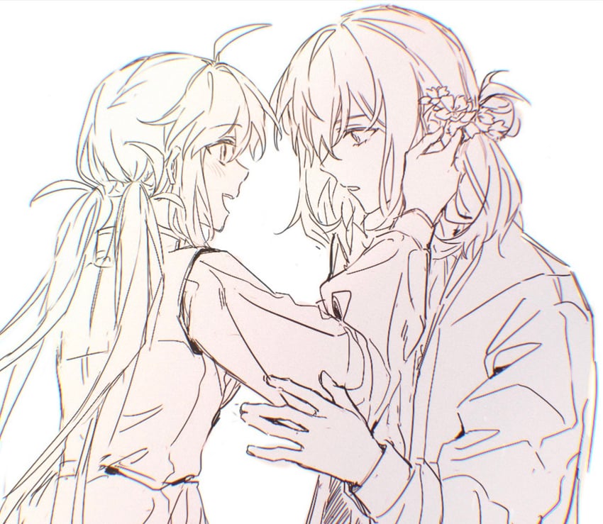 artoria pendragon, artoria caster, and oberon (fate and 1 more) drawn by namida_410