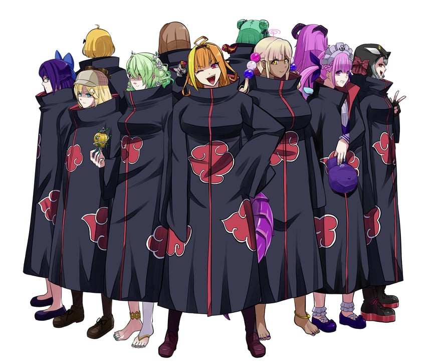 minato aqua, watson amelia, sakamata chloe, ceres fauna, uruha rushia, and 6 more (hololive and 2 more) drawn by takada_sekiyu_(kabu)