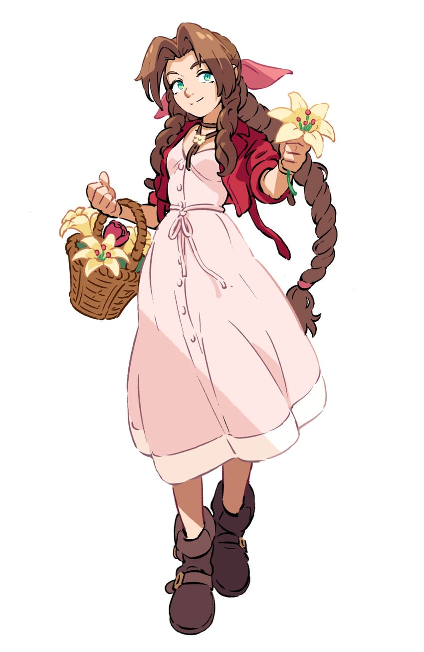 aerith gainsborough (final fantasy and 2 more) drawn by kevin_hong