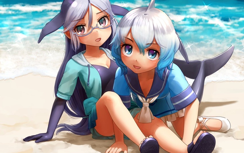 common bottlenose dolphin and california sea lion (kemono friends and 1 more) drawn by welt_(kinsei_koutenkyoku)