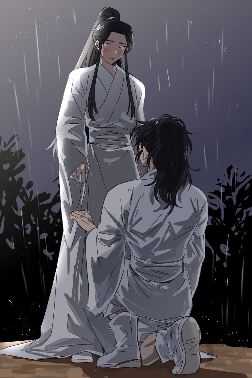 chu wanning and mo ran (erha he ta de bai mao shizun) drawn by bujang