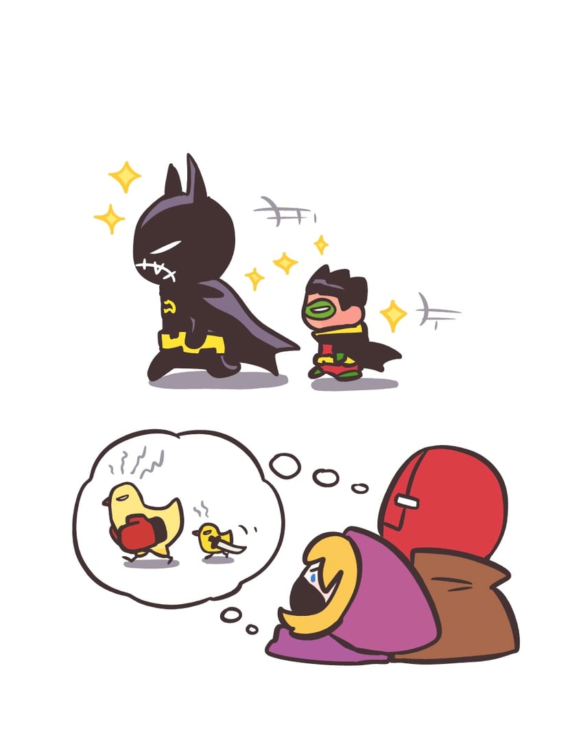 robin, red hood, damian wayne, cassandra cain, stephanie brown, and 1 more (dc comics and 1 more) drawn by gozerdor