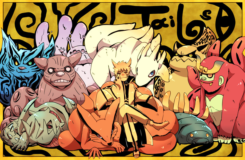 uzumaki naruto, kurama, shukaku, matatabi, isobu, and 5 more (naruto and 1 more) drawn by mizuto_(o96ap)