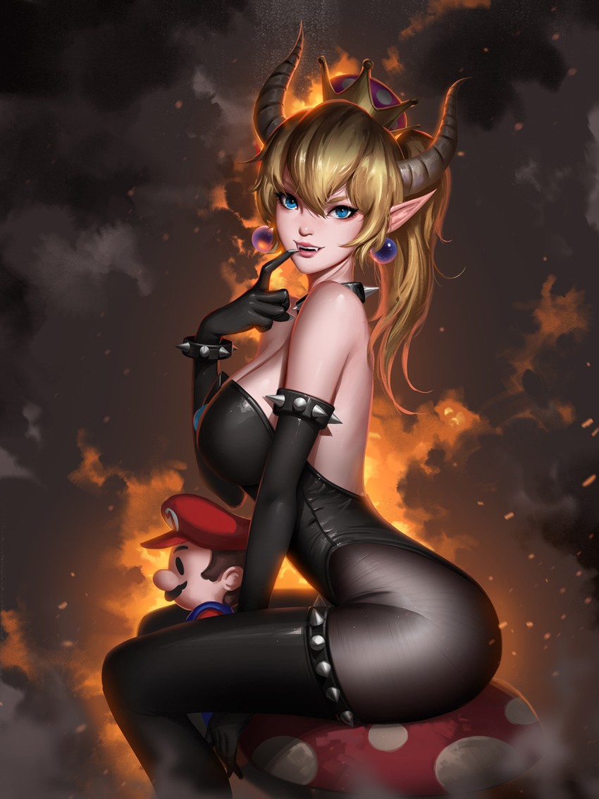 mario and bowsette (mario and 1 more) drawn by liang_xing