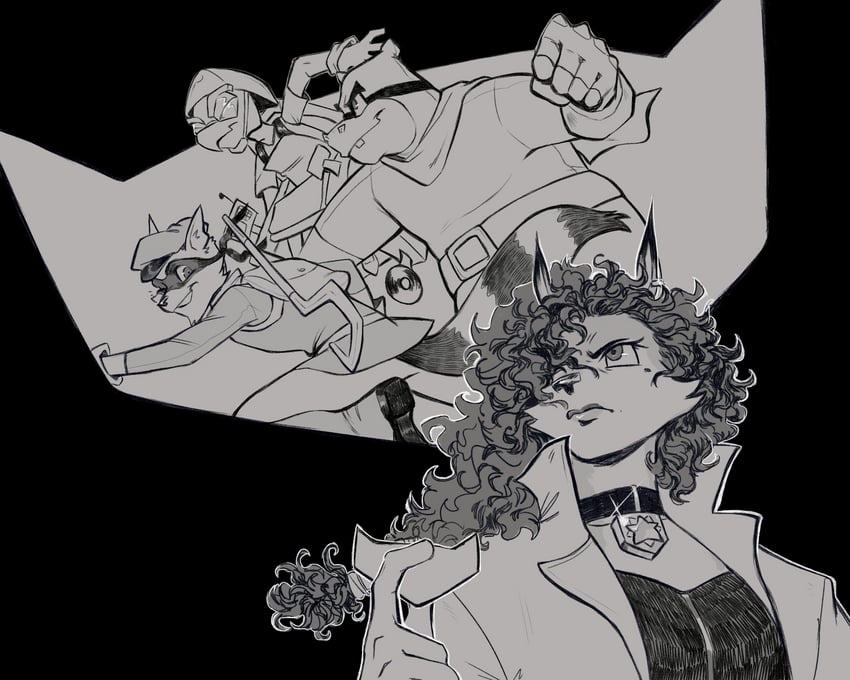 sly cooper, carmelita fox, murray, and bentley (sly cooper) drawn by katiewilliams