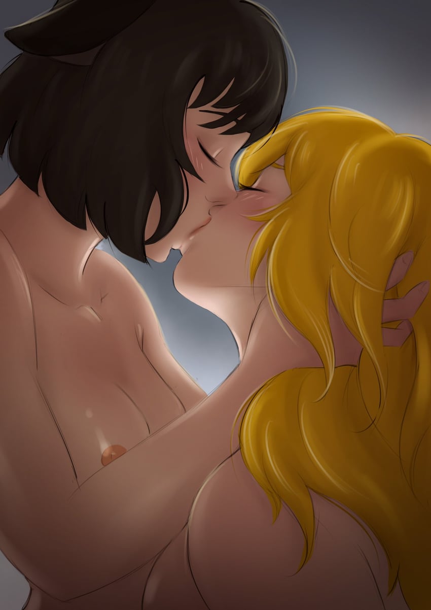yang xiao long and blake belladonna (rwby) drawn by okonomiyaky_art
