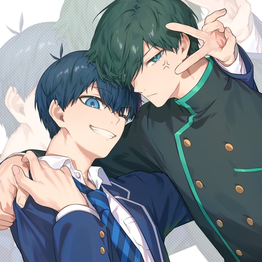isagi yoichi and itoshi rin (blue lock) drawn by udality