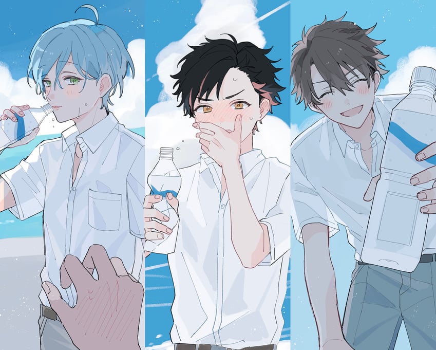 morisawa chiaki, shinkai kanata, and nagumo tetora (ensemble stars!) drawn by oshi_cutepm