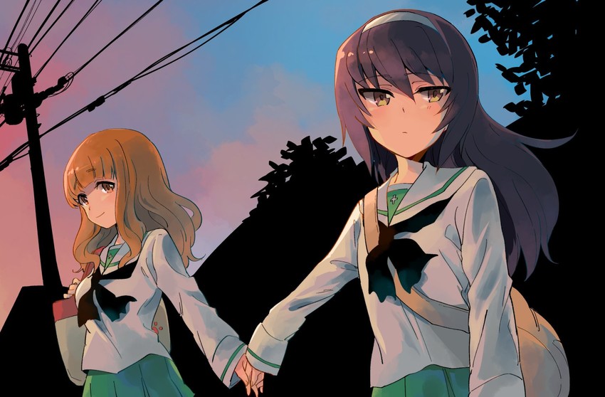 takebe saori and reizei mako (girls und panzer) drawn by musshu_(omu001)