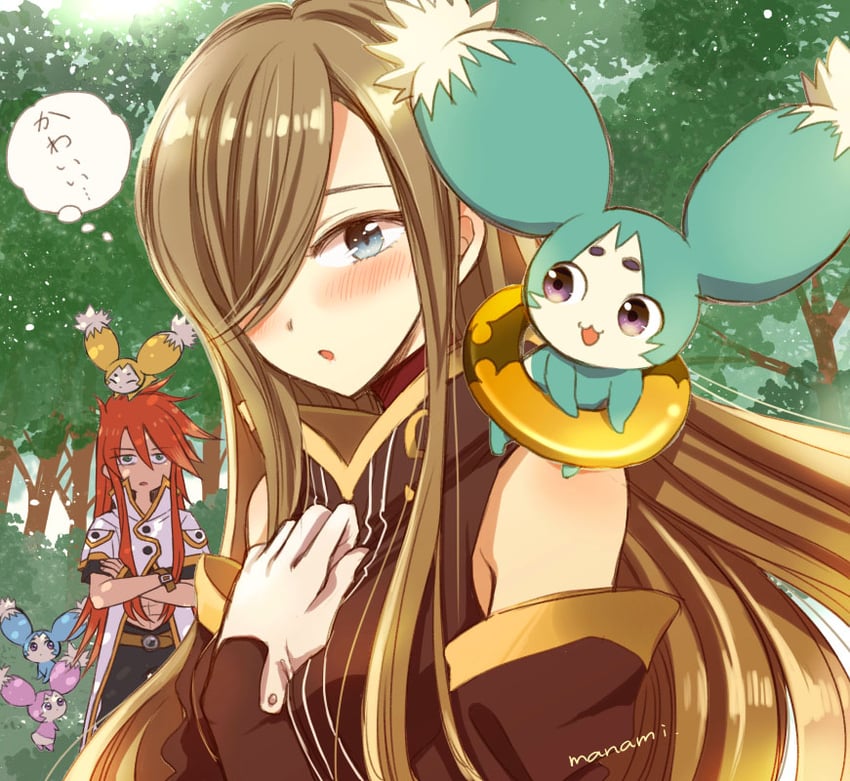 tear grants, luke fon fabre, and mieu (tales of and 1 more) drawn by sugano_manami