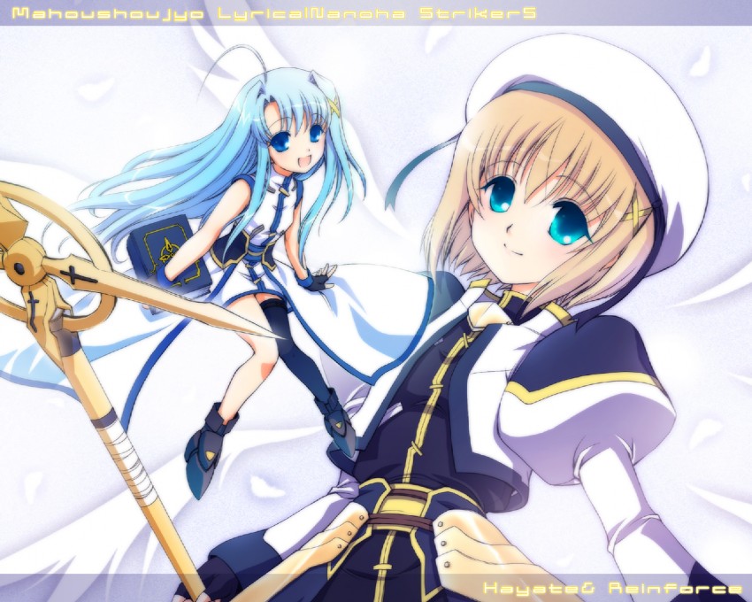 yagami hayate, reinforce zwei, schwertkreuz, and book of the azure sky (lyrical nanoha and 1 more) drawn by fujieda_miyabi