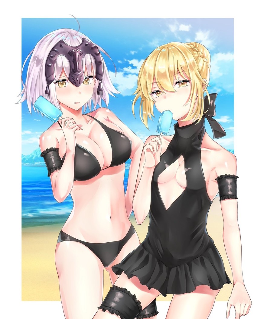 artoria pendragon, jeanne d'arc alter, and saber alter (fate and 1 more) drawn by rossa_(pixiv27548922)