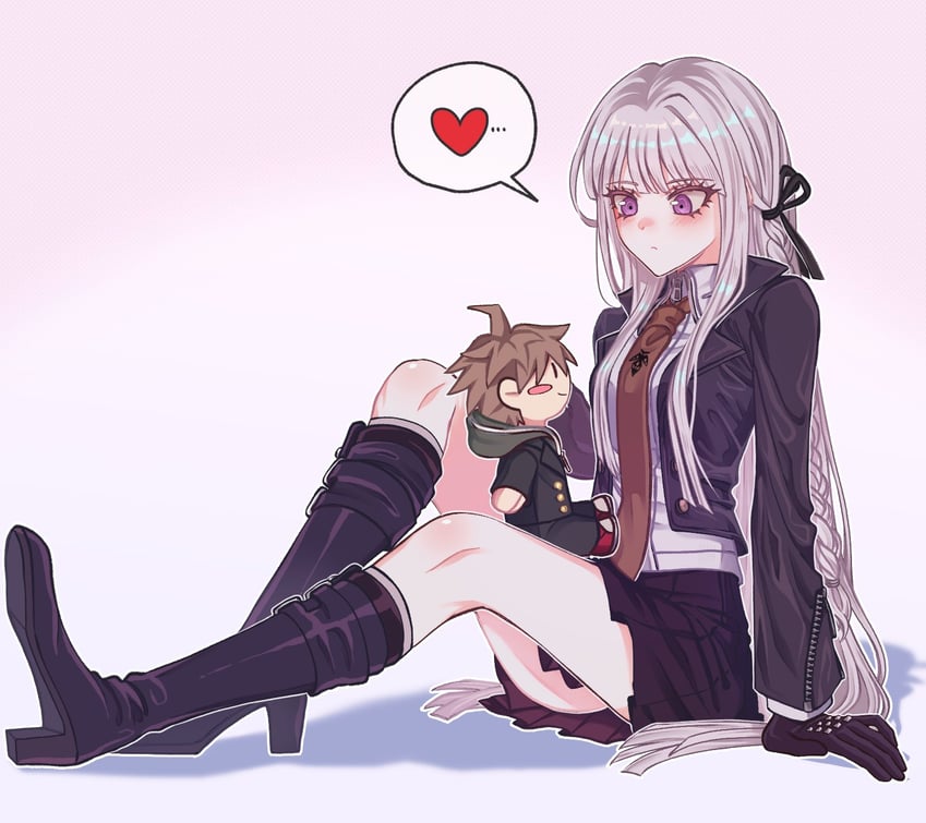 kirigiri kyoko and naegi makoto (danganronpa and 1 more) drawn by jjigjjikk