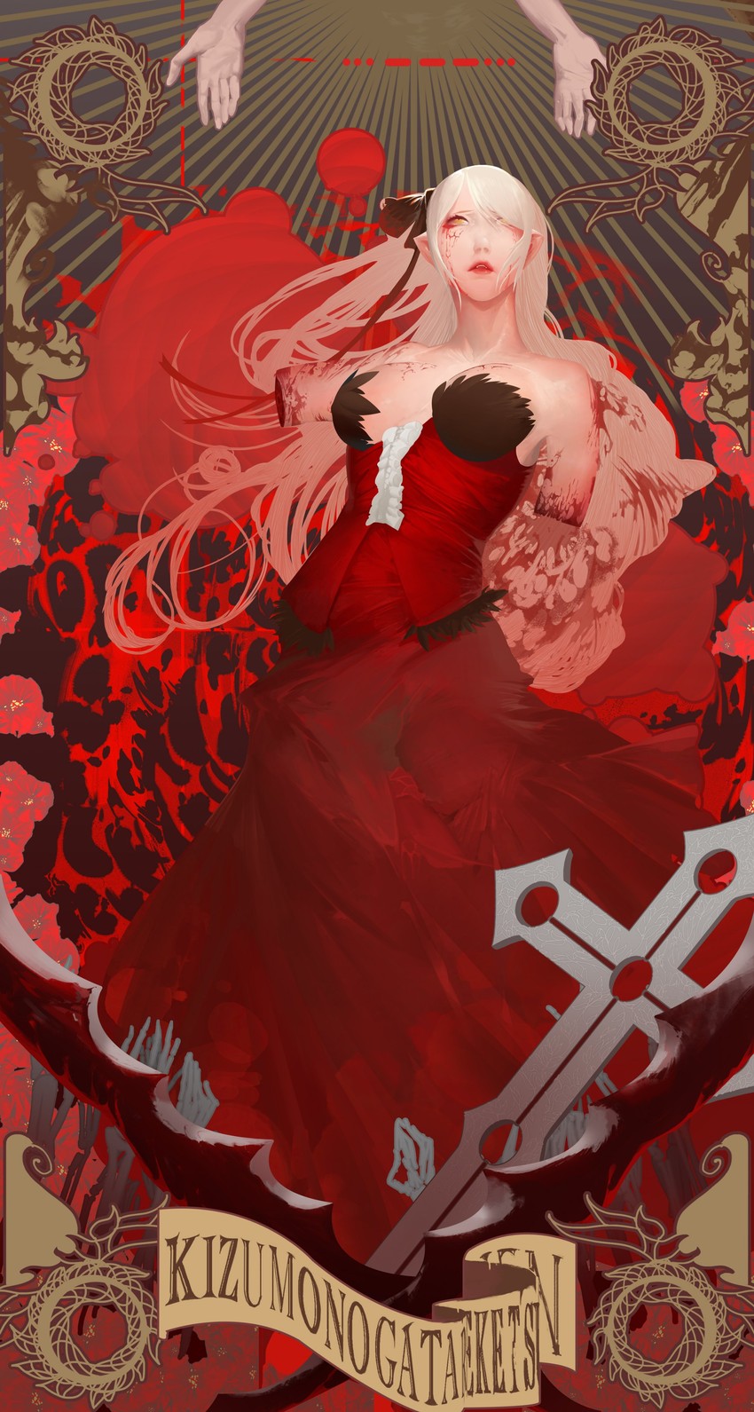 oshino shinobu and kiss-shot acerola-orion heart-under-blade (monogatari and 1 more) drawn by shishirui_san