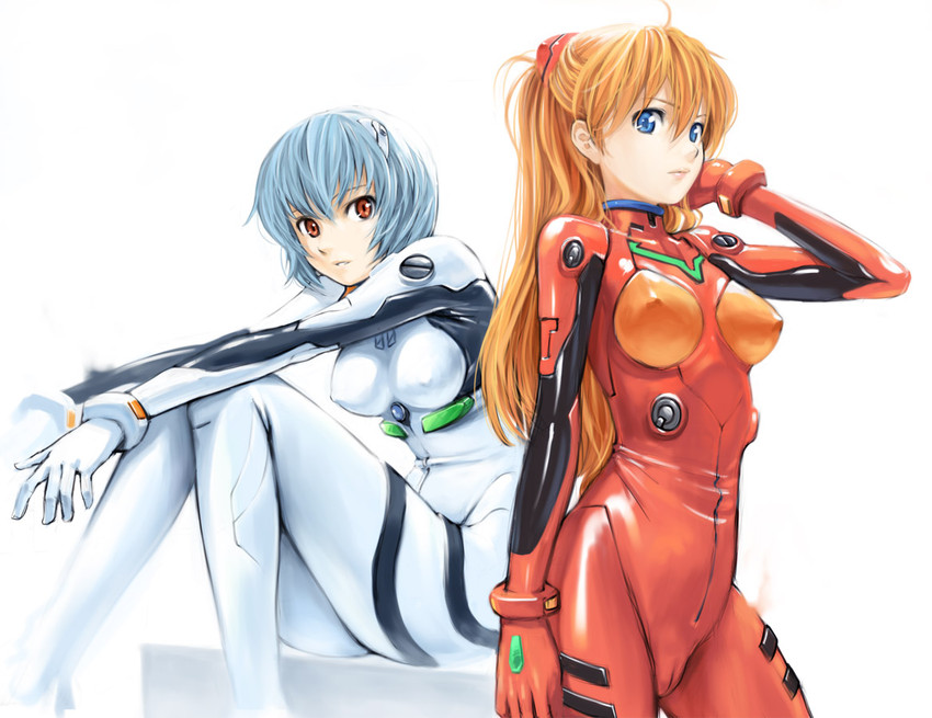 souryuu asuka langley and ayanami rei (neon genesis evangelion) drawn by homunculus_(alchemynote)