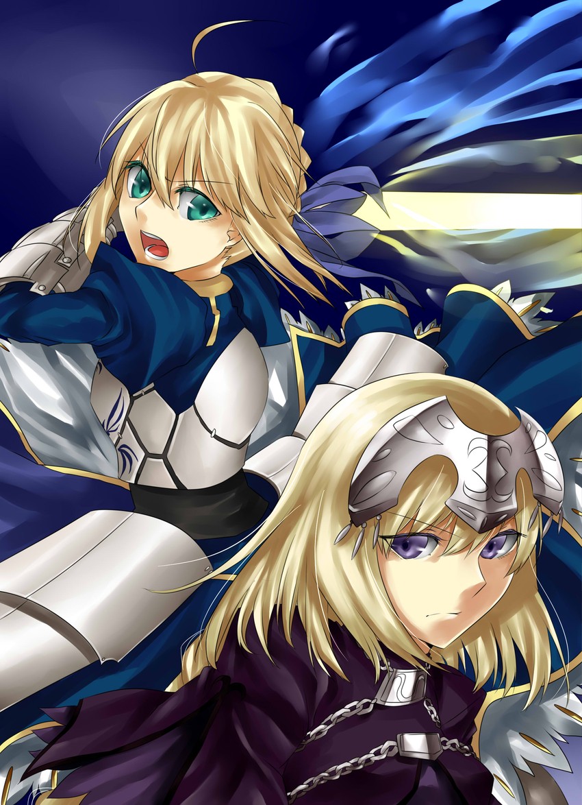 artoria pendragon, saber, and jeanne d'arc (fate and 2 more) drawn by nashoki