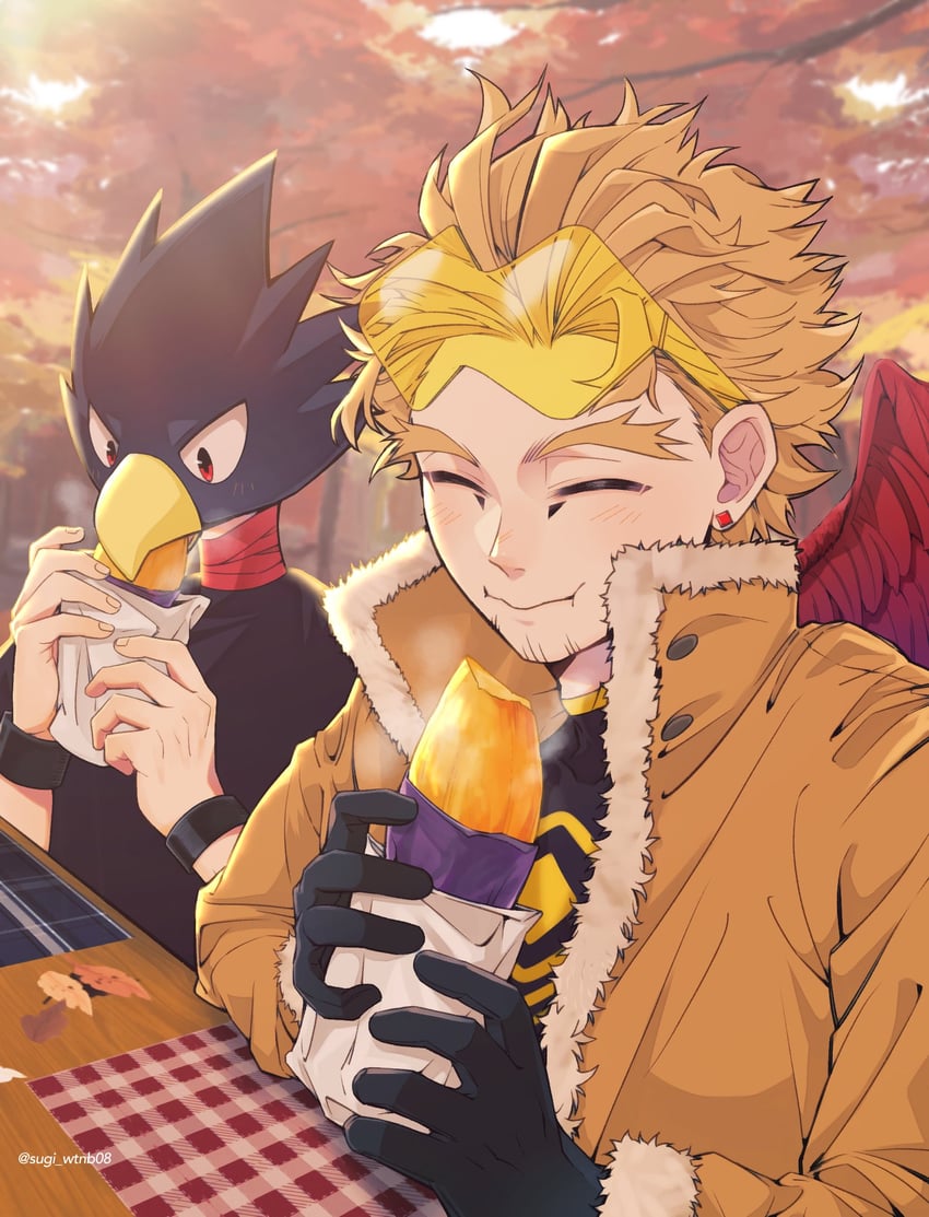 hawks and tokoyami fumikage (boku no hero academia) drawn by sugi_wtnb08