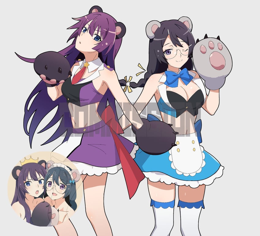 senjougahara hitagi and hanekawa tsubasa (monogatari and 1 more) drawn by fooring