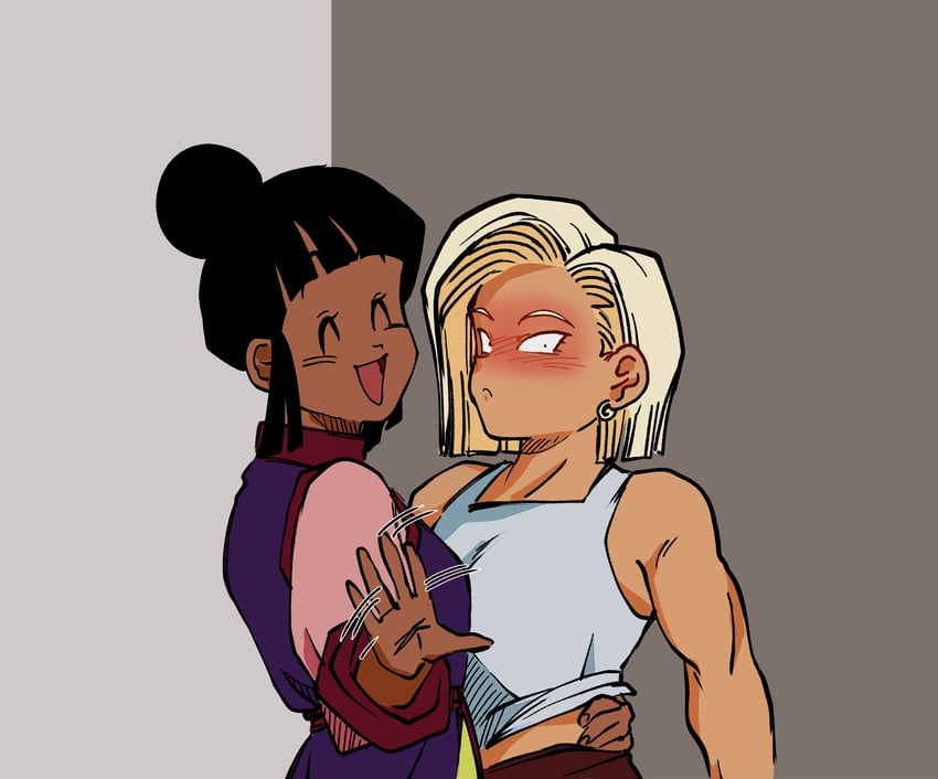android 18 and chi-chi (dragon ball and 1 more) drawn by cal_monssi