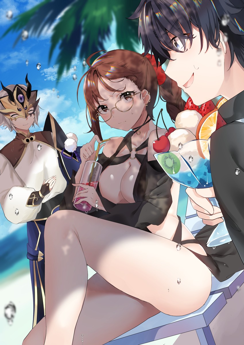 fujimaru ritsuka, yu mei-ren, and prince of lan ling (fate and 1 more) drawn by yufou