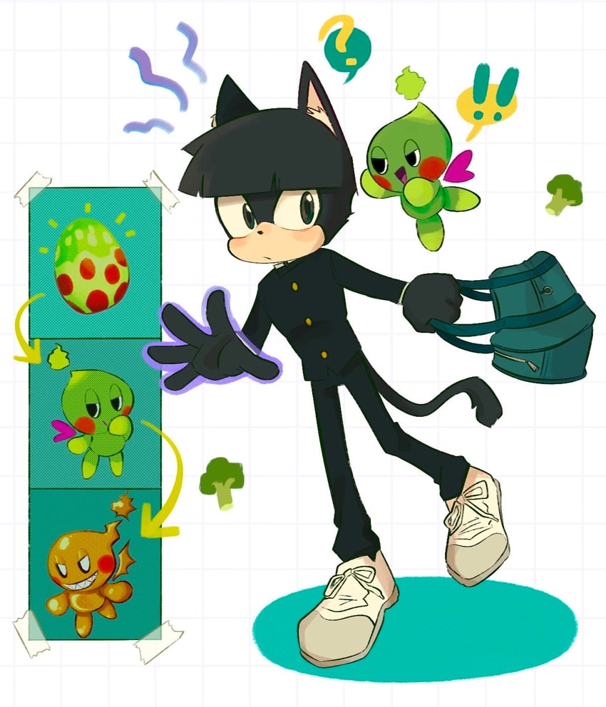 kageyama shigeo, ekubo, neutral chao, and dark chao (sonic and 1 more) drawn by madsengland
