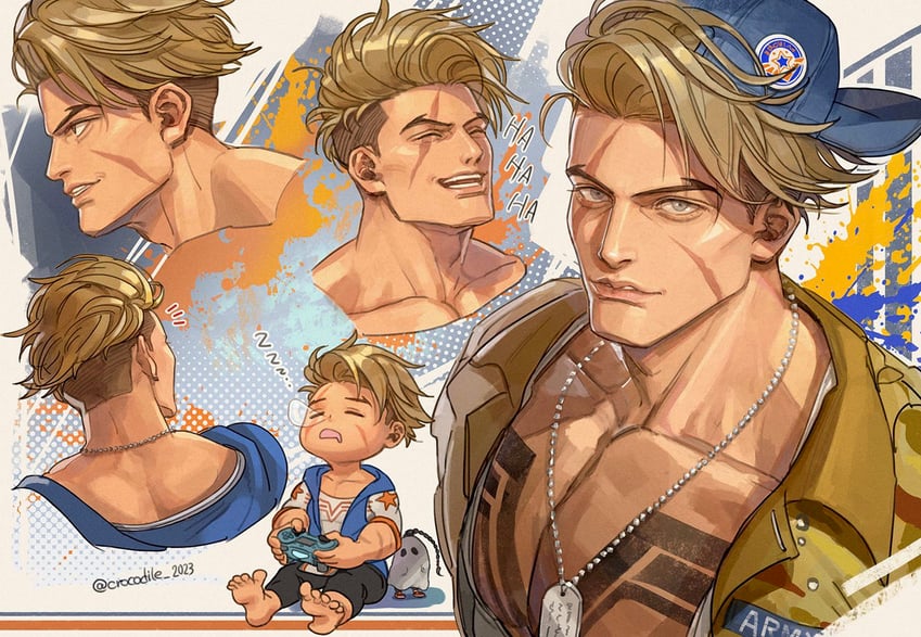 luke sullivan (street fighter and 1 more) drawn by crocodile_2023