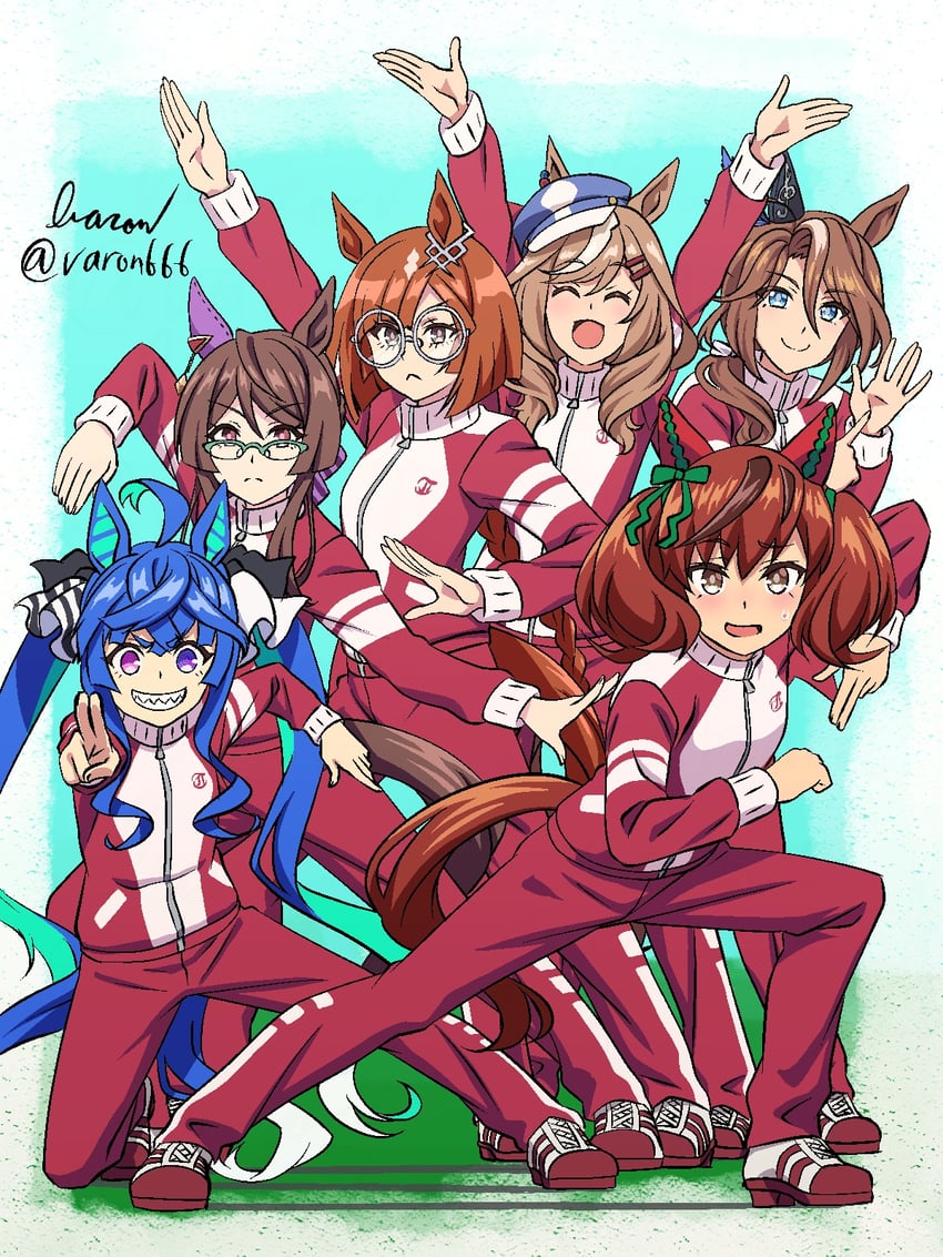nice nature, twin turbo, matikanetannhauser, ikuno dictus, sounds of earth, and 1 more (umamusume and 2 more) drawn by baron_(varon666)