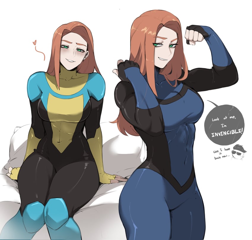 mark grayson, atom eve, and invincible (invincible) drawn by masoq