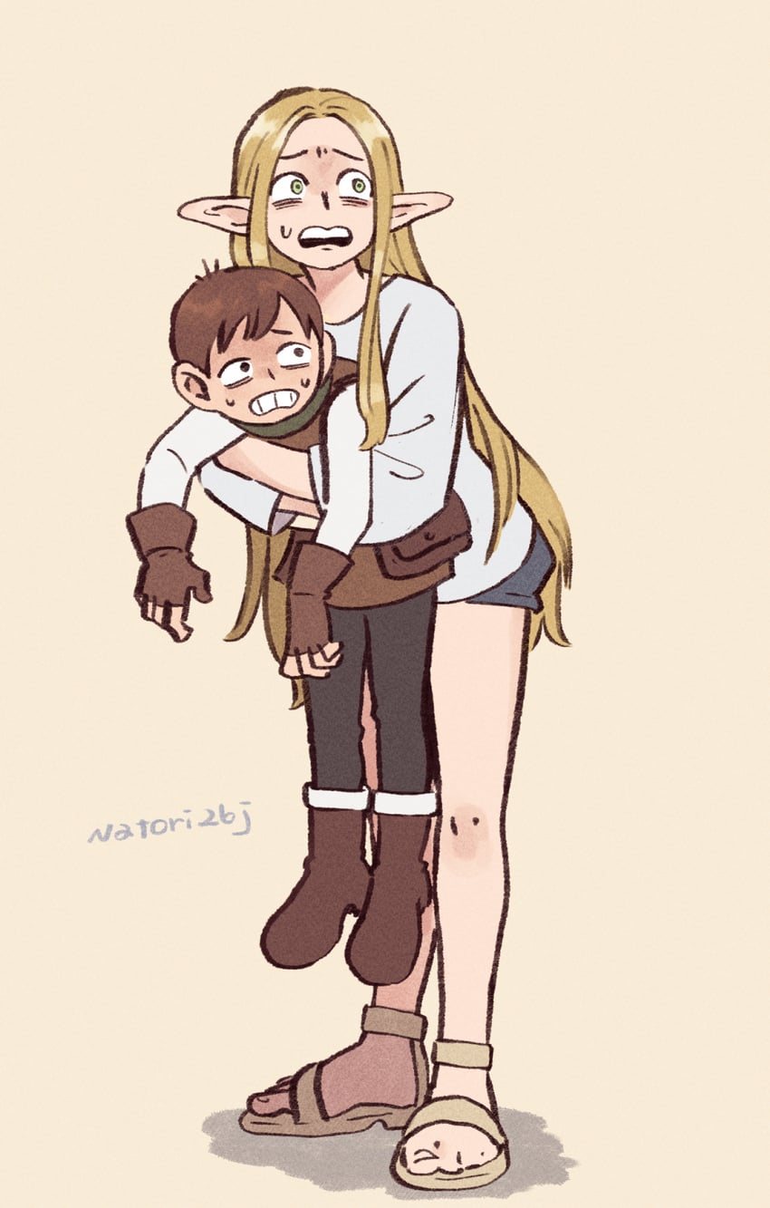 marcille donato and chilchuck tims (dungeon meshi) drawn by tamaki26j