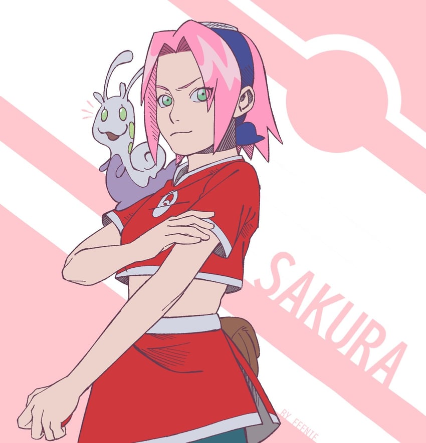 haruno sakura and sliggoo (pokemon and 1 more) drawn by feenie