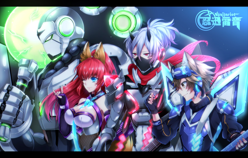 rin, arashi, oboro, and kamui (show by rock!!) drawn by kamemura_koryu/yukina